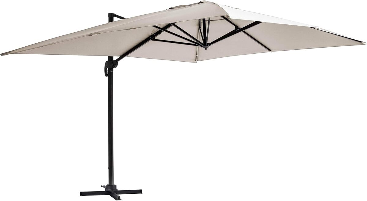 Test : oviala parasol déporté aluminium 3x4m écru