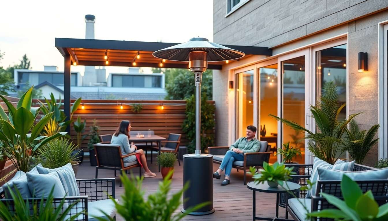 Économies d'énergie avec un parasol chauffant