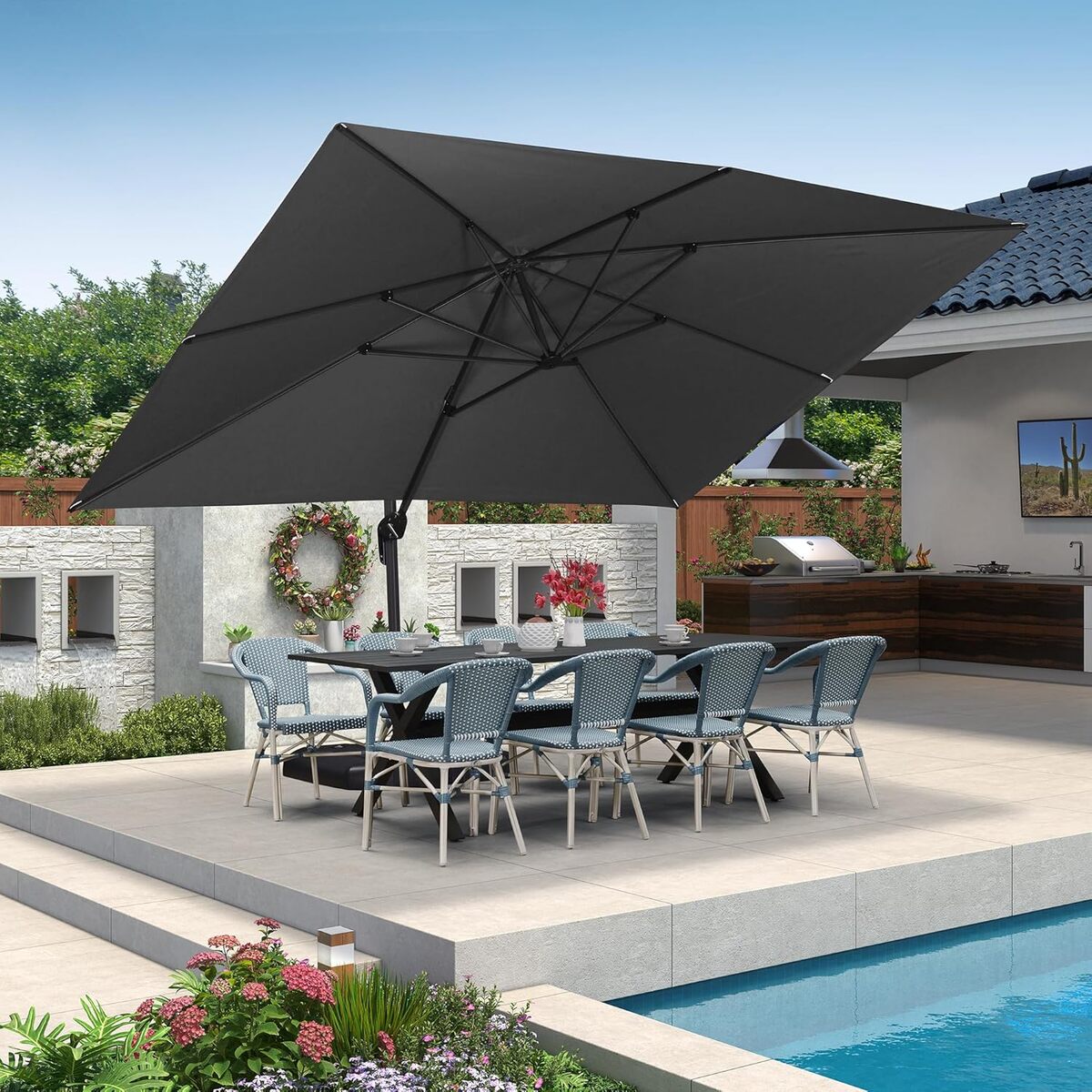 Test du parasol déporté Purple Leaf 3x4 m : élégance et performance au jardin