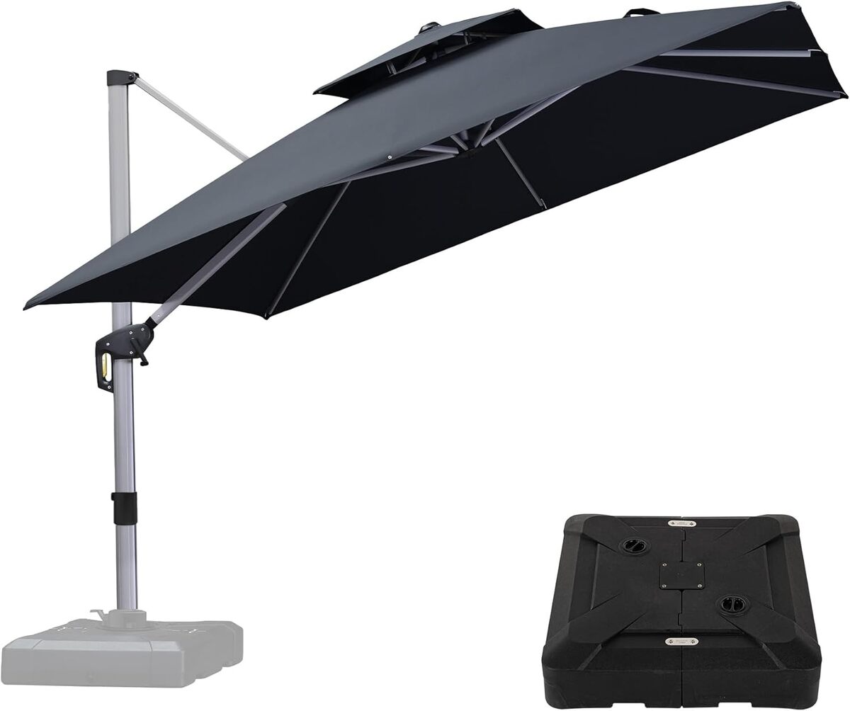 Test Purple Leaf parasol déporté 3 x 3 m : abri parfait pour l'extérieur