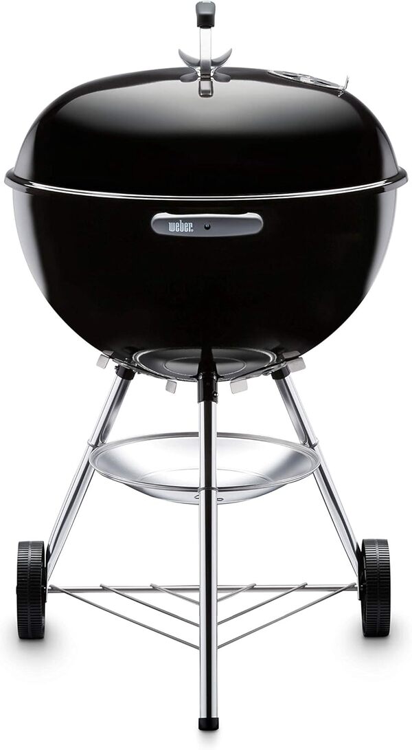 Weber Bar-B-Kettle barbecue au charbon de bois, surface de cuisson Ø 57cm, barbecue avec couvercle et cuve en acier emaillé, trépied et roues, grille chromée - Noir (1331004)