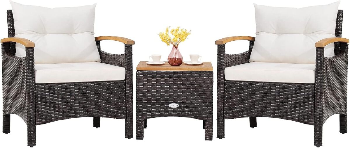 Test : salon de jardin Costway 3 pièces en rotin