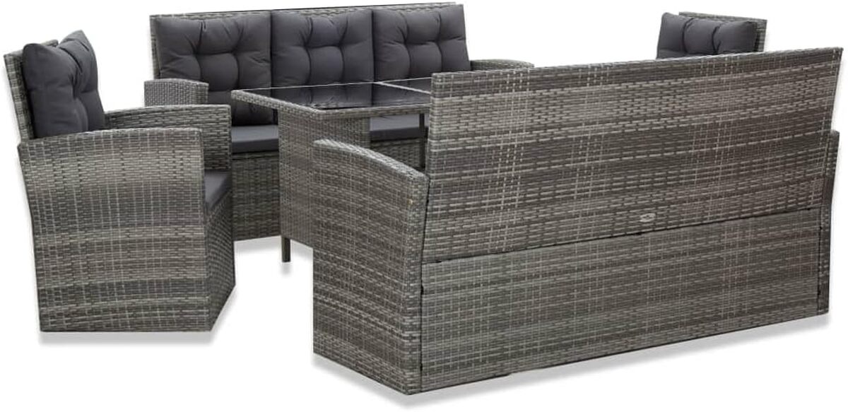 Test : vidaXL salon de jardin 5 pcs en résine tressée gris