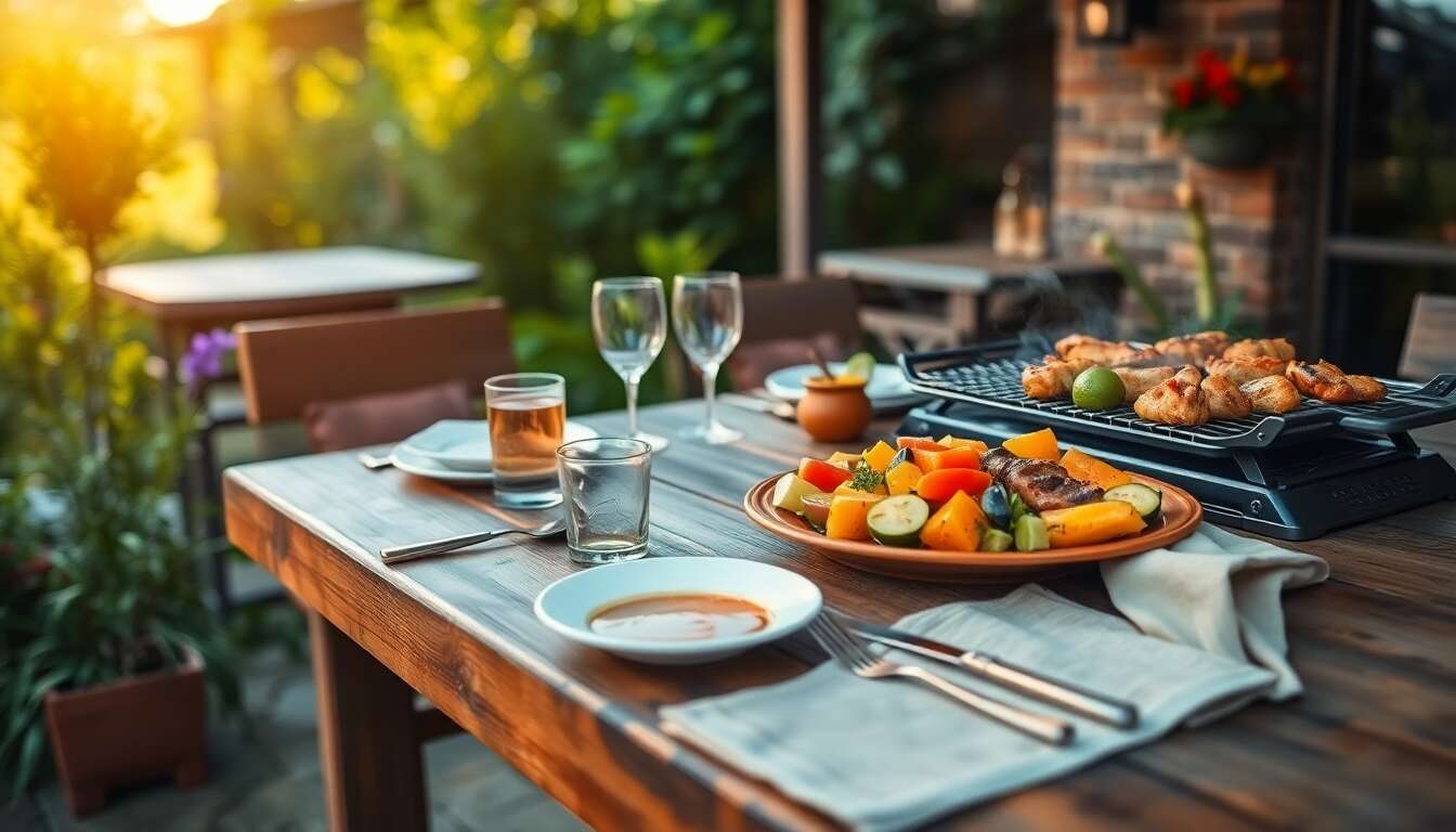 Planifier un repas convivial en extérieur autour d'une recette de planchas