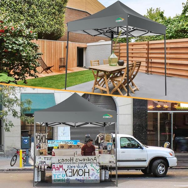 COBIZI Tonnelle Pliante 2x2 Imperméable,Tonnelle de Jardin Exterieur sans Parois Latérales,Barnum Pliant 2x2,Anti UV Tonnelle Tente pour Exterieur Plage Terrasse (2 par 2m Gris)