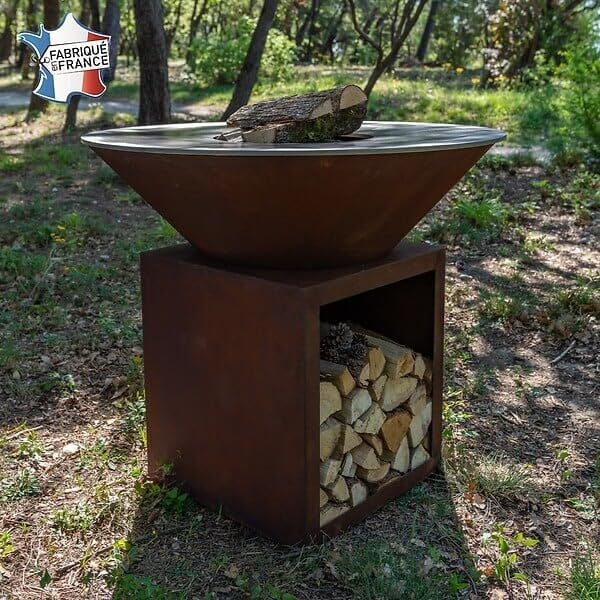 Set Brasero Printemps - CLASSIQUE Simple Cuve Corten - 103 cm - Design moderne et pratique pour réchauffer votre jardin