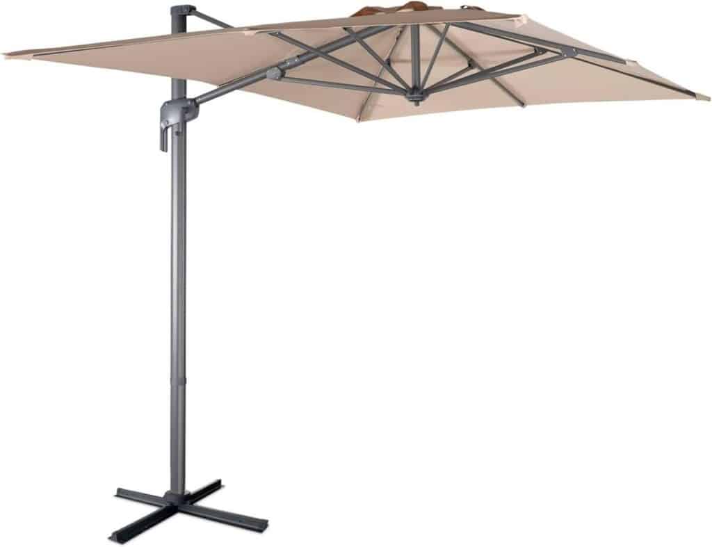 Test du parasol déporté Antibes Alice's Garden : protection beige à 360°