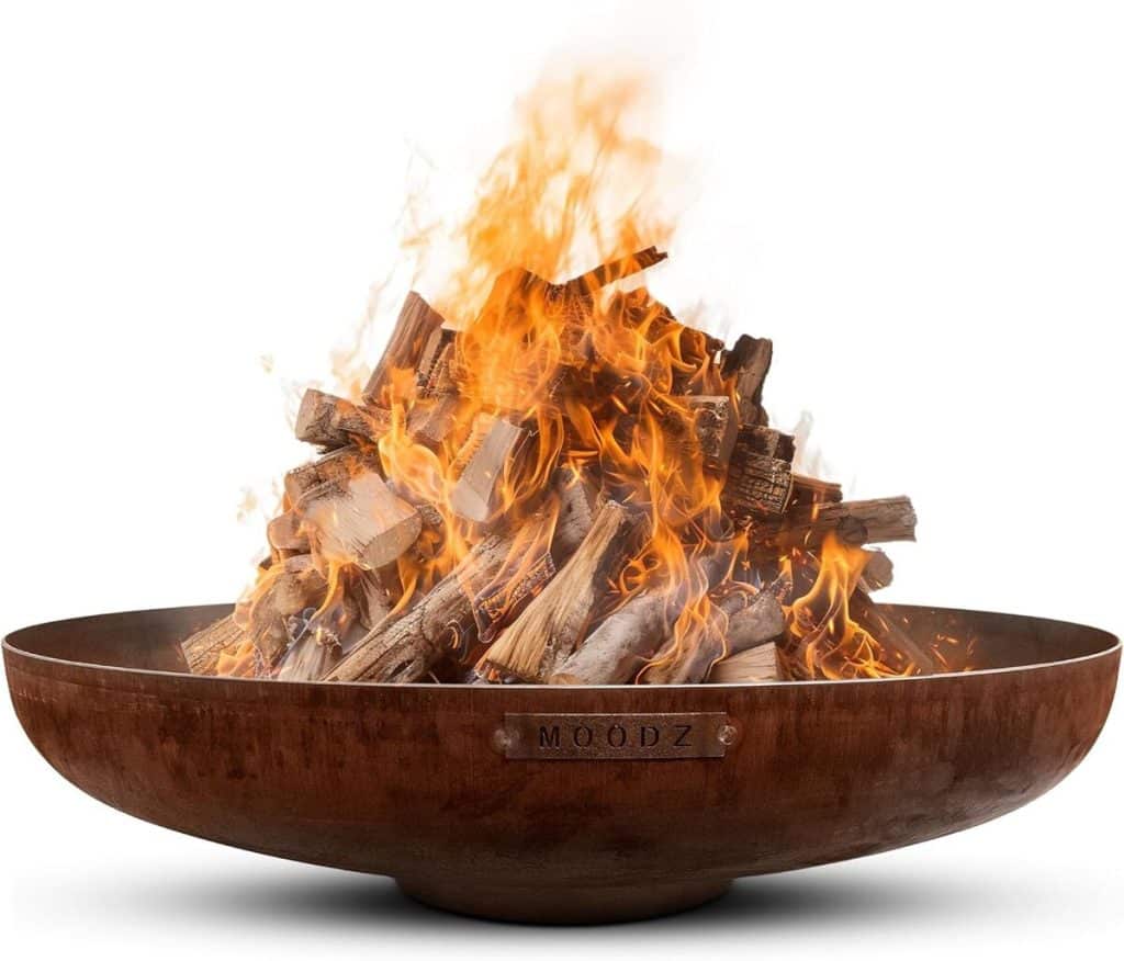 Test du brasero extérieur MOODZ Outdoor Living 100 cm : barbecue et plancha en acier corten