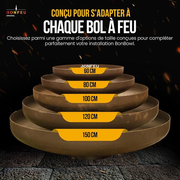 BonFeu BonBowl Brasero - Brasero Exterieur de Barbecue en Acier Corten 120 cm