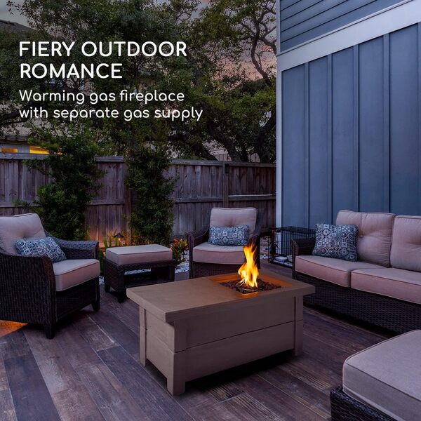 Blumfeldt Corinth Poêle à gaz, poêle à gaz avec 40000 BTU/13 kW, foyer couvert, brûleur en acier inoxydable, radiateur à gaz, brûleur inox, beige