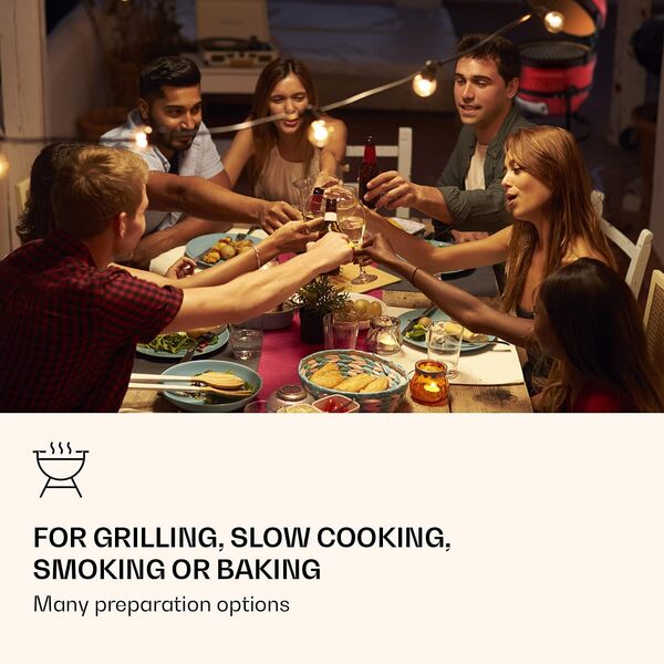 Klarstein Kamado Grill Barbecue en céramique (Slowcooking, grillades, thermomètre intégré, cuisson entre 50° et 425°C, faible consommation de charbon) - rouge