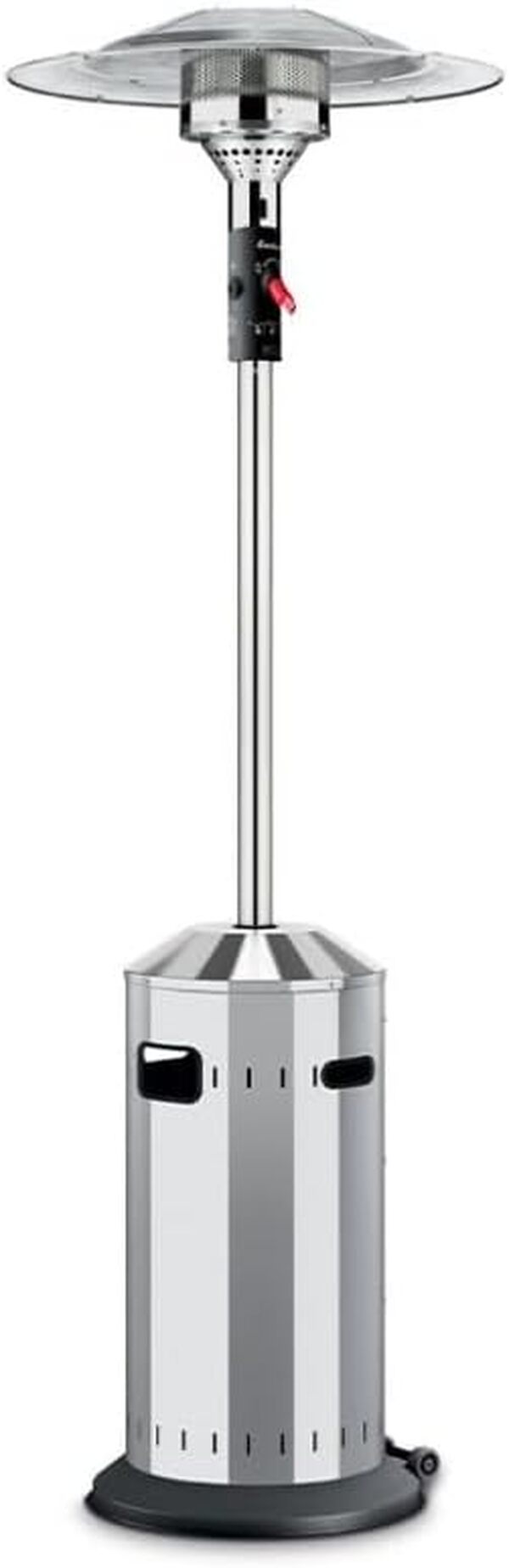 FAVEX - Parasol chauffant gaz Cosy Elegance Inox - Exterieur - 3 à 8 kW - 12m² - Livré avec tuyau et détendeur - 76 x 76 x 218 cm