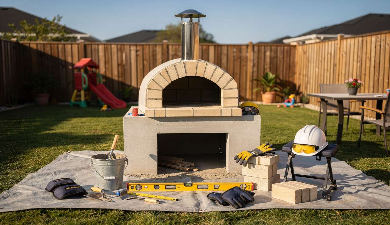 Installation s&eacute;curis&eacute;e d'un four &agrave; pizza ext&eacute;rieur