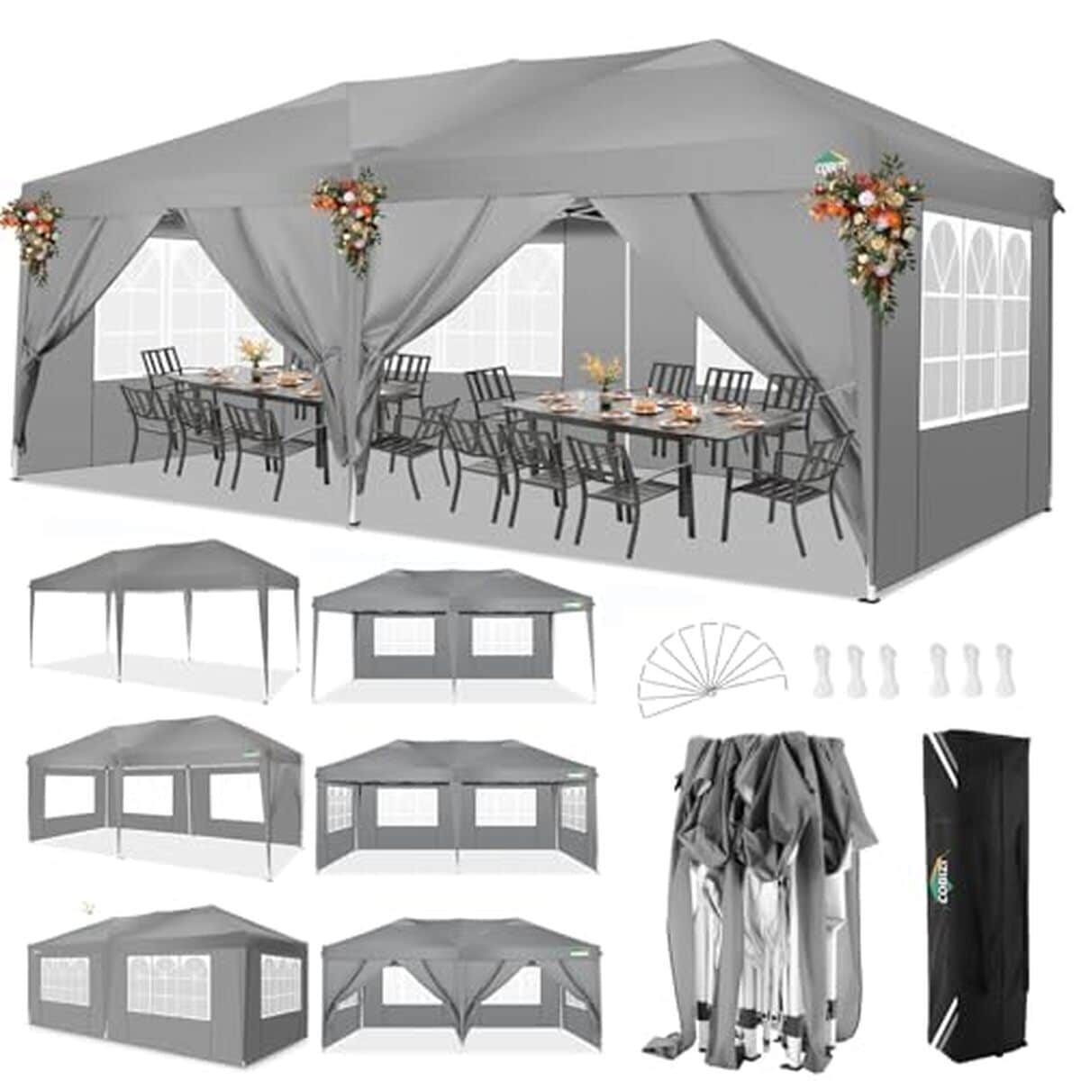 Test : tonnelle pliable COBIZI 3x6m avec parois ajustables