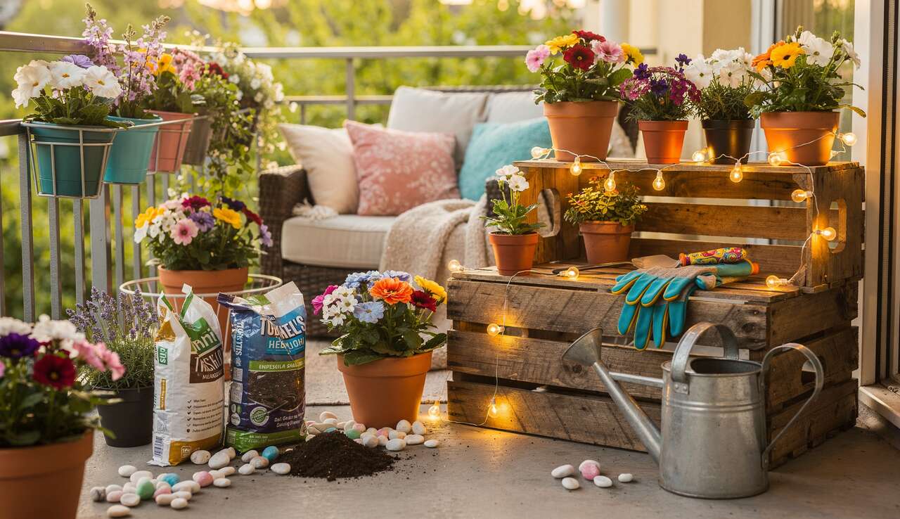 Créer un coin détente fleuri sur son balcon au printemps