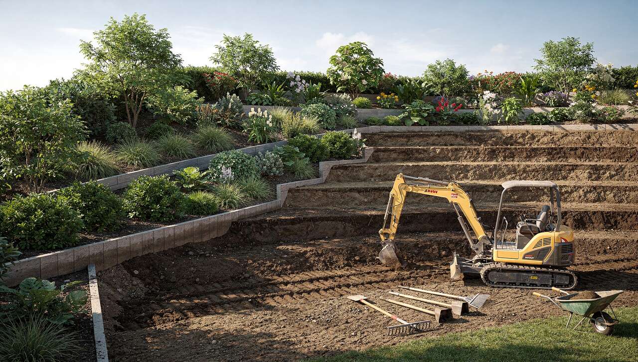 Faire un terrassement sur un terrain en pente