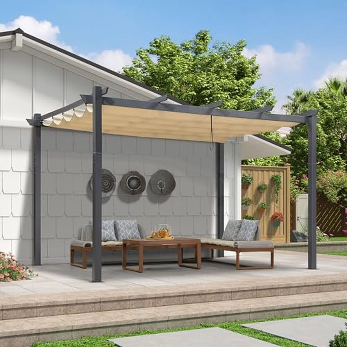 Test de la pergola murale Purple Leaf aluminium 4 x 2, 7 m